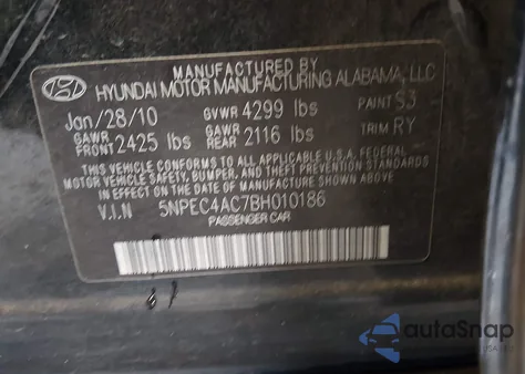 2011 Hyundai Sonata Limited from USA, damaged, VIN 5NPEC4AC7BH010186